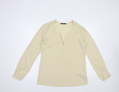 ESPRIT Womens Beige  Polyester Basic Blouse Size 12 V-Neck