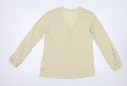 ESPRIT Womens Beige  Polyester Basic Blouse Size 12 V-Neck