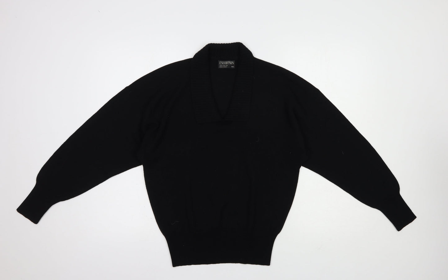 Escorpion Womens Black Collared  Acrylic Pullover Jumper Size 16