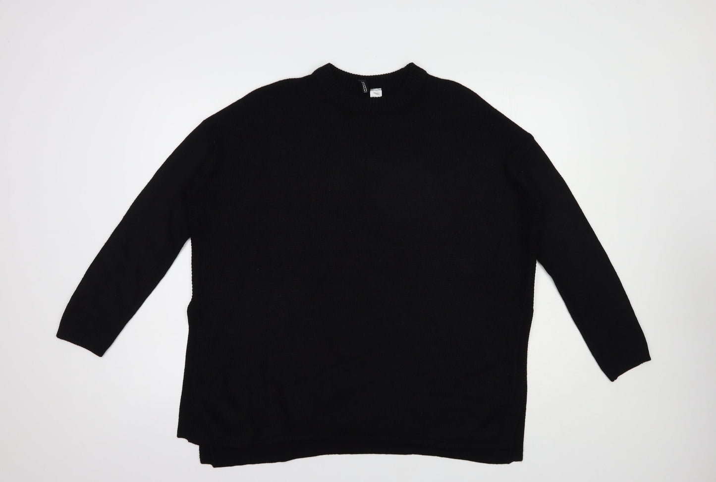 H&M Womens Black Crew Neck  Acrylic Pullover Jumper Size S