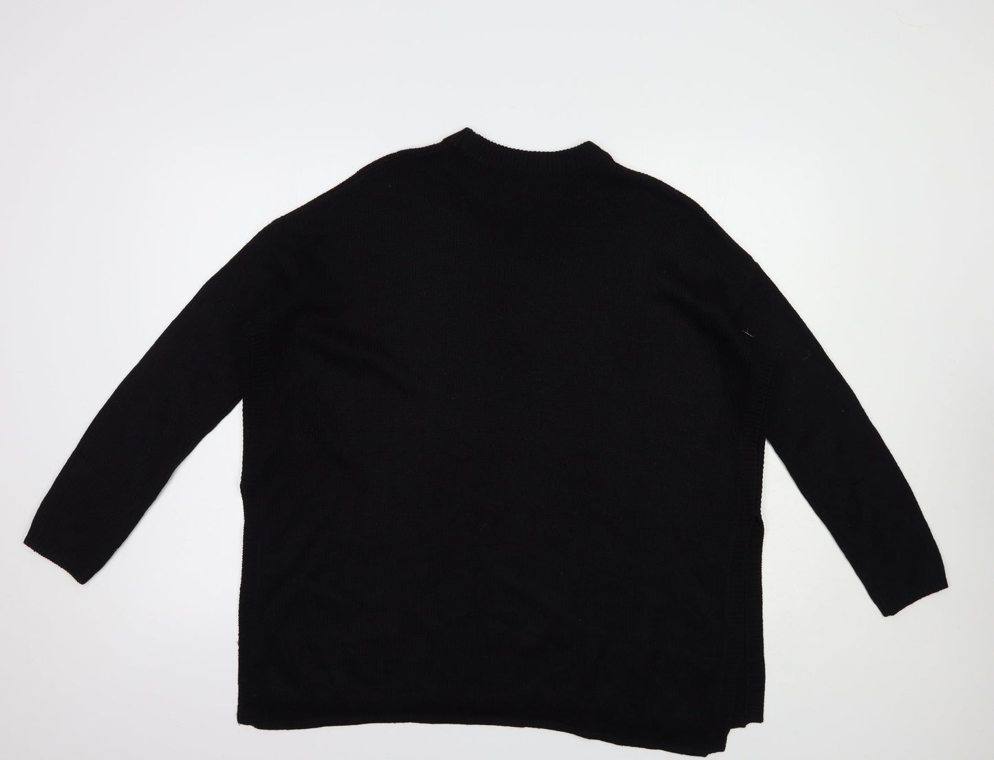H&M Womens Black Crew Neck  Acrylic Pullover Jumper Size S