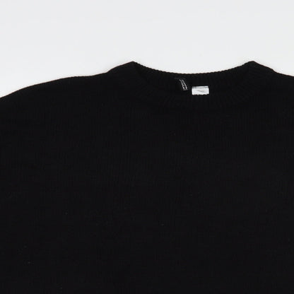 H&M Womens Black Crew Neck  Acrylic Pullover Jumper Size S