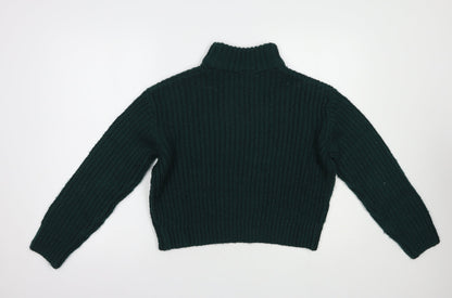 HB&M Womens Green High Neck  Acrylic Pullover Jumper Size S