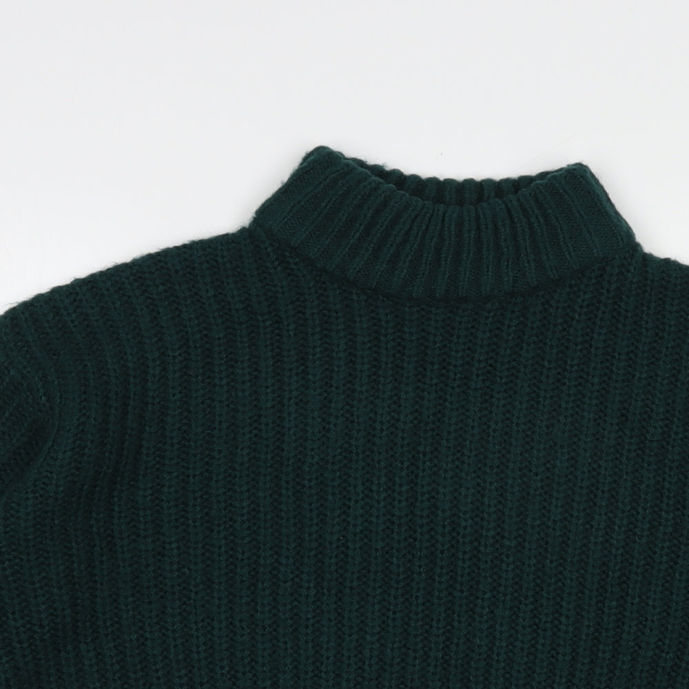 HB&M Womens Green High Neck  Acrylic Pullover Jumper Size S