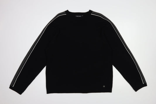 Fashion Union Mens Black Crew Neck  Acrylic Pullover Jumper Size XL
