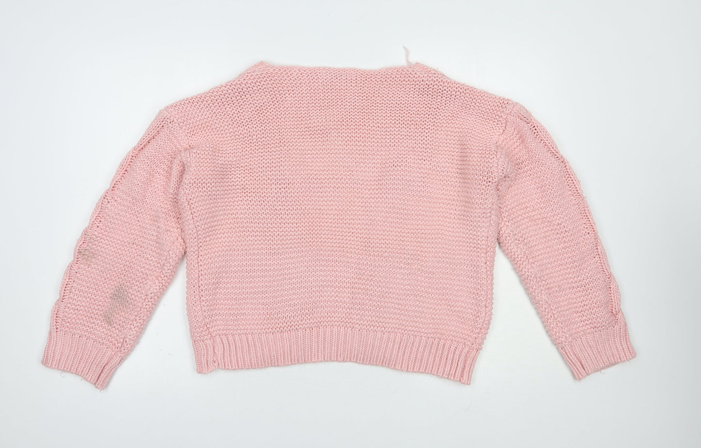 Sheilay Womens Pink V-Neck  Acrylic Cardigan Jumper Size M