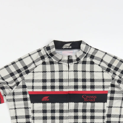 FIXGEAR Womens Multicoloured Plaid Polyester Basic T-Shirt Size L Halter Zip