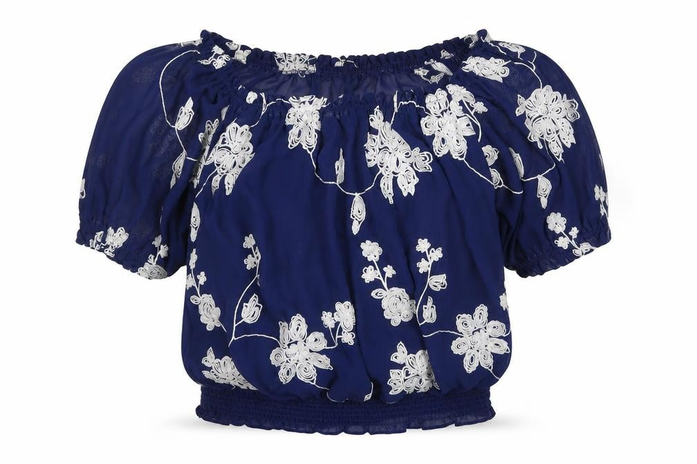 Quiz Womens Blue Floral Polyester Basic Blouse Size 10 Scoop Neck