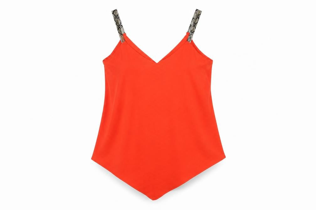 George Womens Orange Geometric Polyester Basic Tank Size 8 V-Neck