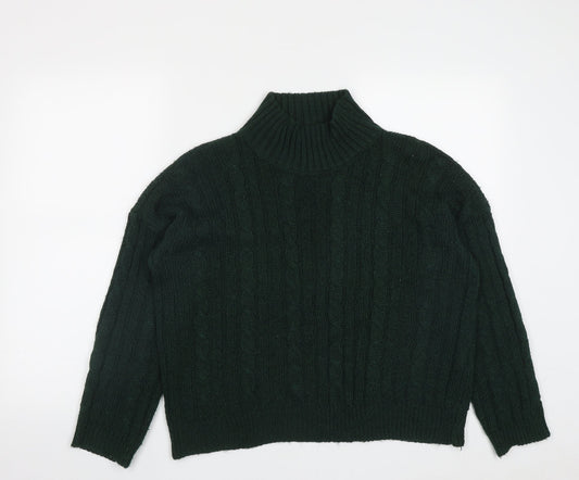 Peacocks Womens Green Round Neck  Acrylic Pullover Jumper Size M