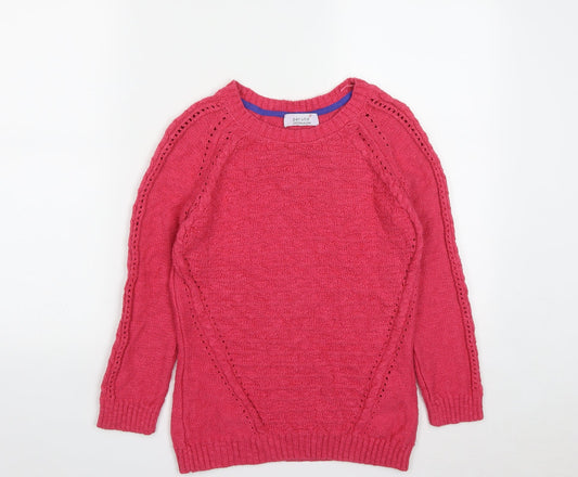 Marks and Spencer Womens Pink Round Neck  Cotton Pullover Jumper Size 8