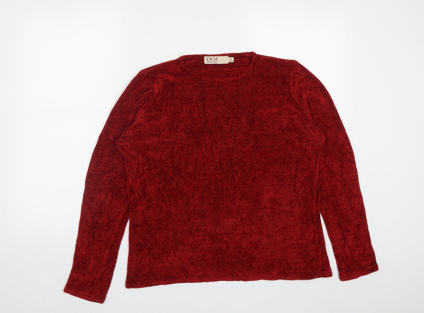EWM Womens Red Round Neck  Acrylic Pullover Jumper Size M