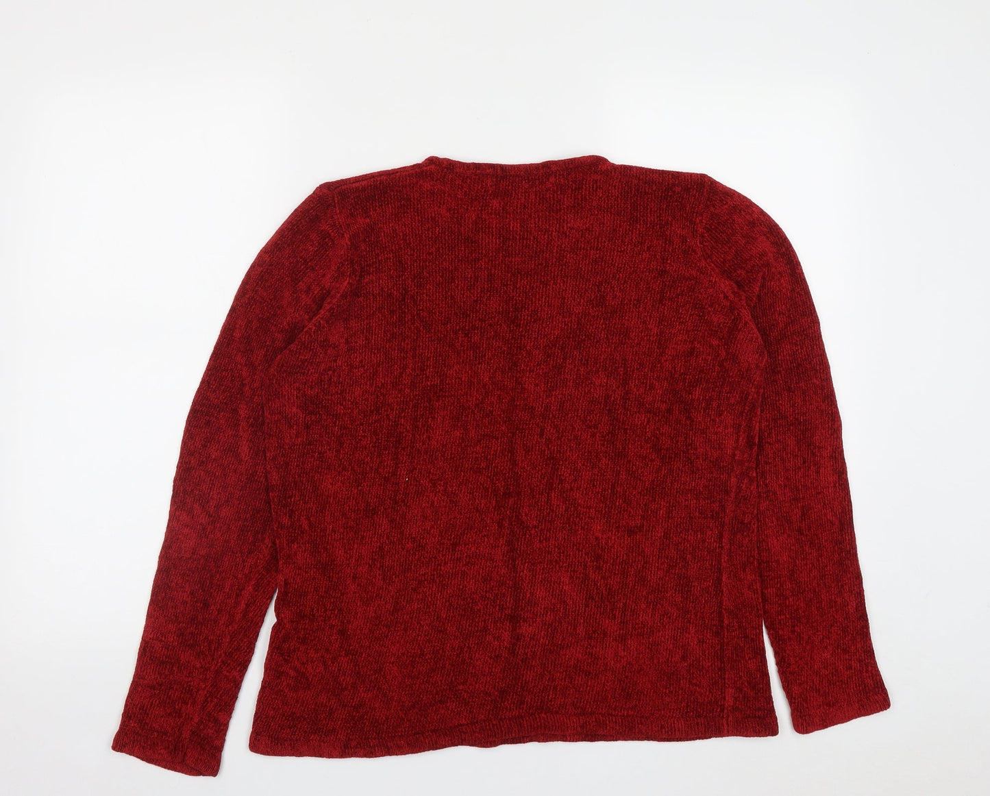 EWM Womens Red Round Neck  Acrylic Pullover Jumper Size M