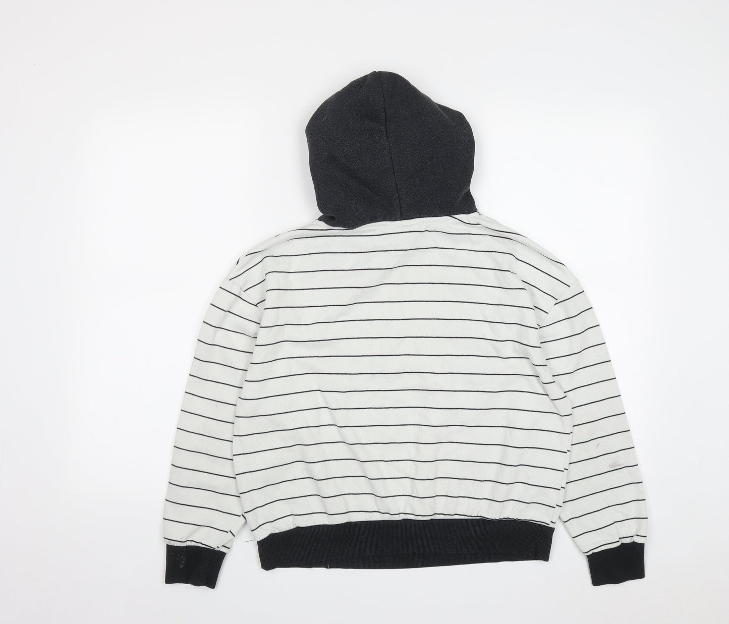 Primark Womens White Striped Cotton Pullover Hoodie Size S   - Mickey Mouse