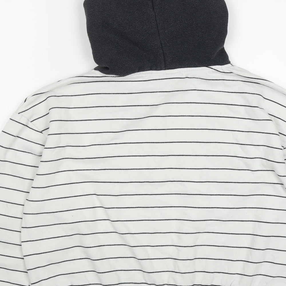 Primark Womens White Striped Cotton Pullover Hoodie Size S   - Mickey Mouse