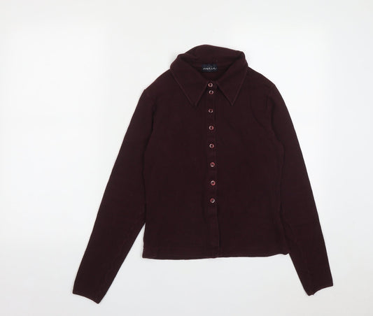 Mixin Womens Red  Cotton Basic Button-Up Size M Collared