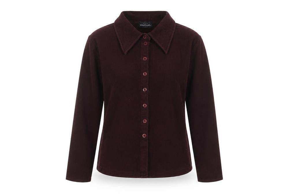 Mixin Womens Red  Cotton Basic Button-Up Size M Collared