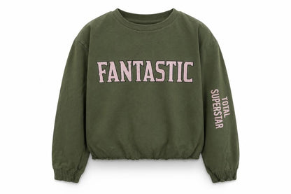H&M Girls Green  Cotton Pullover Sweatshirt Size 9-10 Years  Pullover