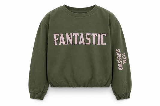 H&M Girls Green  Cotton Pullover Sweatshirt Size 9-10 Years  Pullover