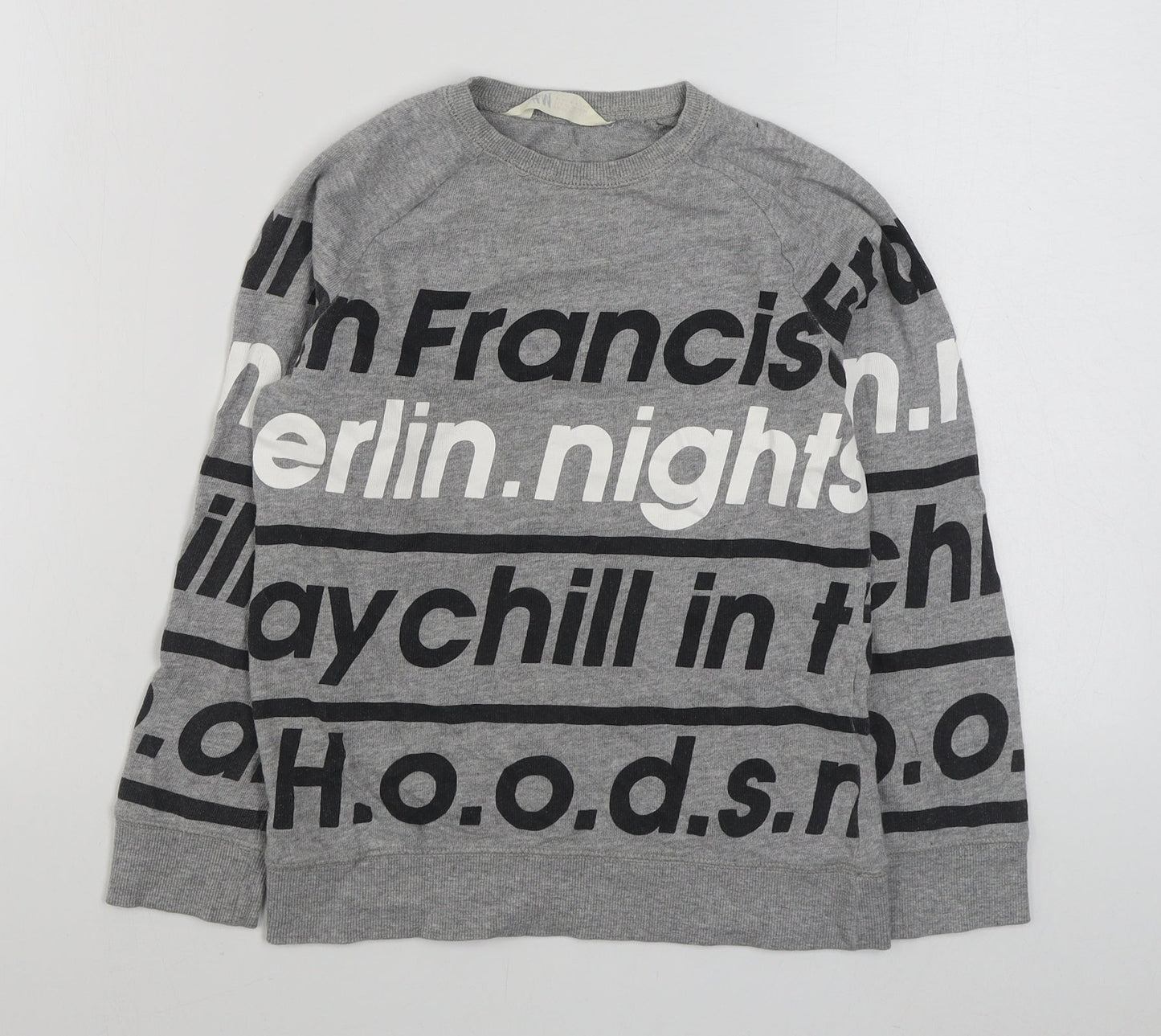 H&M Boys Grey  Cotton Pullover Sweatshirt Size 8-9 Years  Pullover