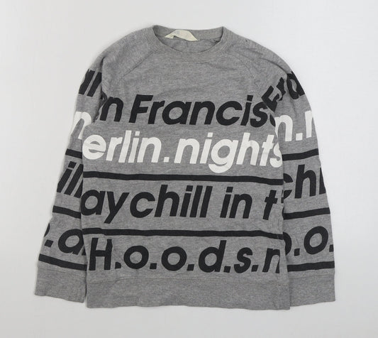 H&M Boys Grey  Cotton Pullover Sweatshirt Size 8-9 Years  Pullover