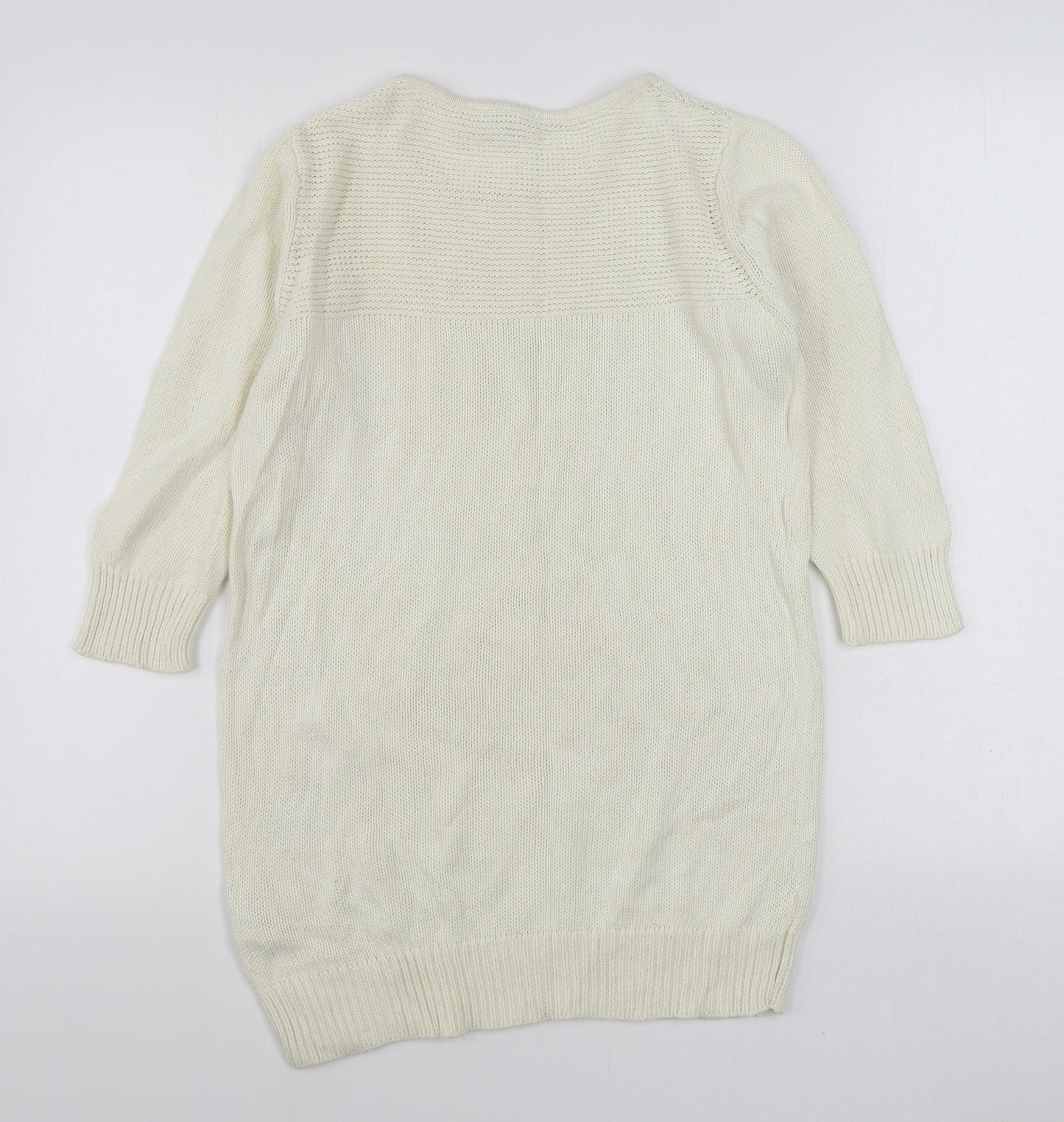 Peacocks Womens Ivory Boat Neck  Cotton Pullover Jumper Size S