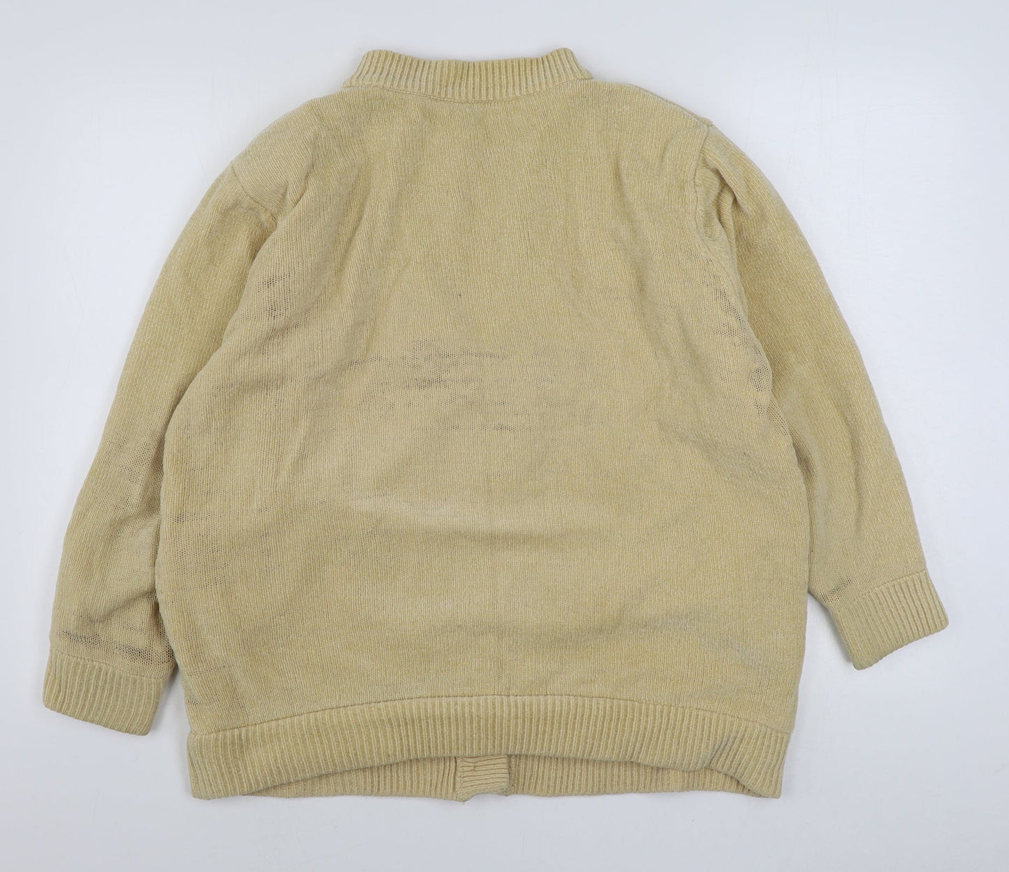 Reflect Womens Beige Round Neck  Acrylic Cardigan Jumper Size M
