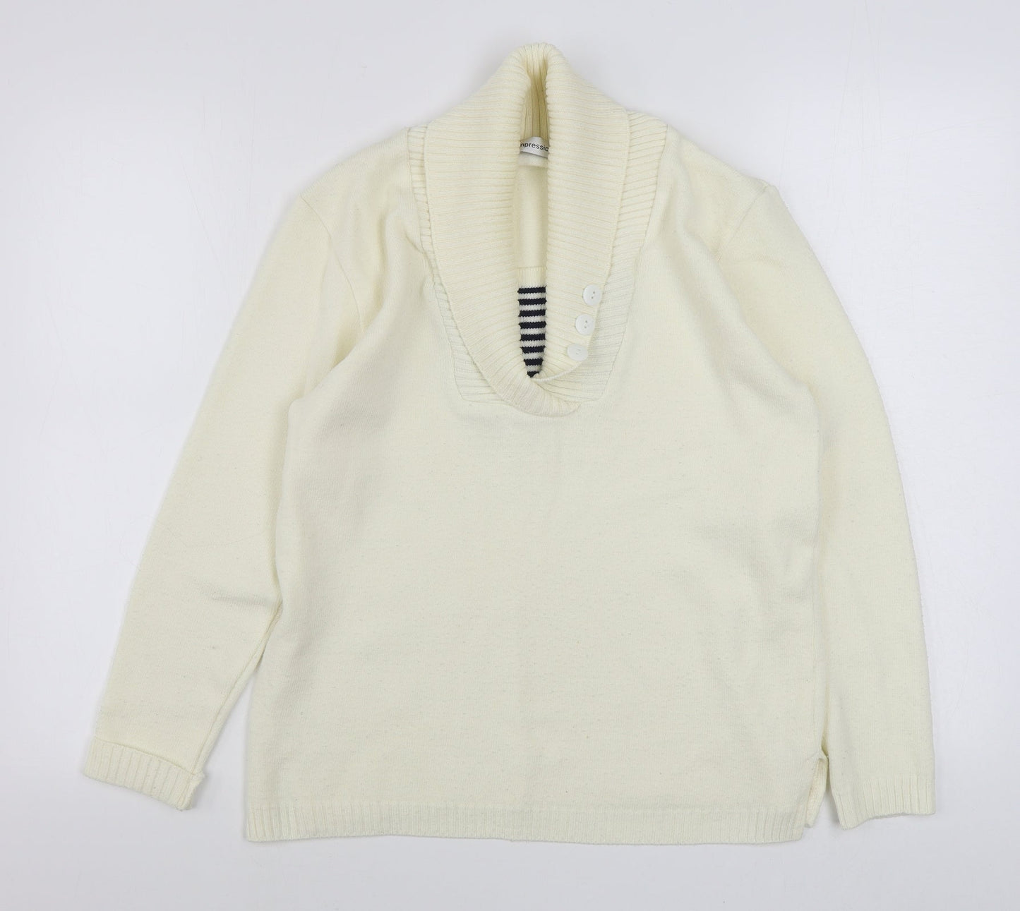 Impressions Mens White Collared  Acrylic Pullover Jumper Size M