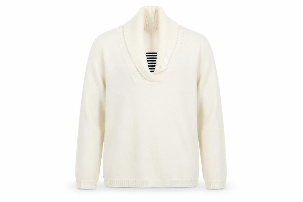 Impressions Mens White Collared  Acrylic Pullover Jumper Size M