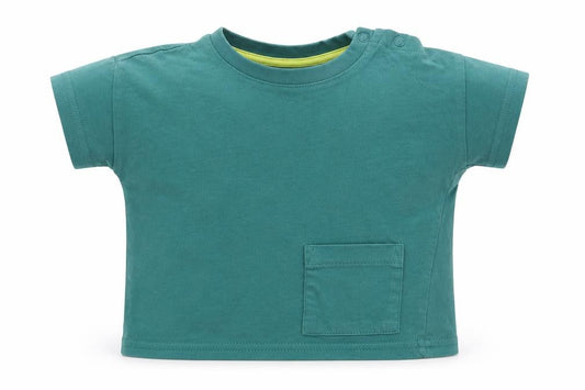 F&F Boys Green  Cotton Basic T-Shirt Size 0-3 Months Crew Neck Button