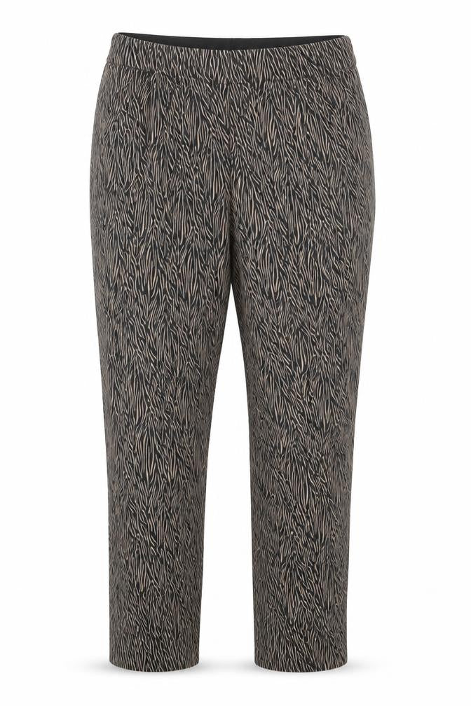 OVS Womens Brown Animal Print Viscose Capri Trousers Size 10 L26 in Regular