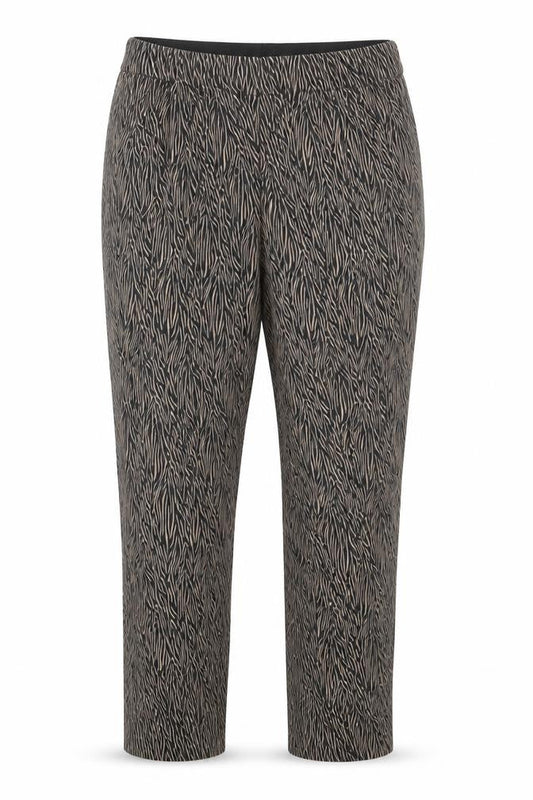 OVS Womens Brown Animal Print Viscose Capri Trousers Size 10 L26 in Regular