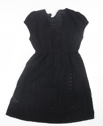 Preloved Awear Womens Black Floral Polyester A-Line  Size 12  V-Neck Pullover - Back