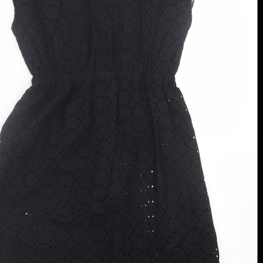 Awear Womens Black Floral Polyester A-Line  Size 12  V-Neck Pullover