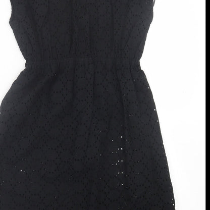 Preloved Awear Womens Black Floral Polyester A-Line  Size 12  V-Neck Pullover - Label