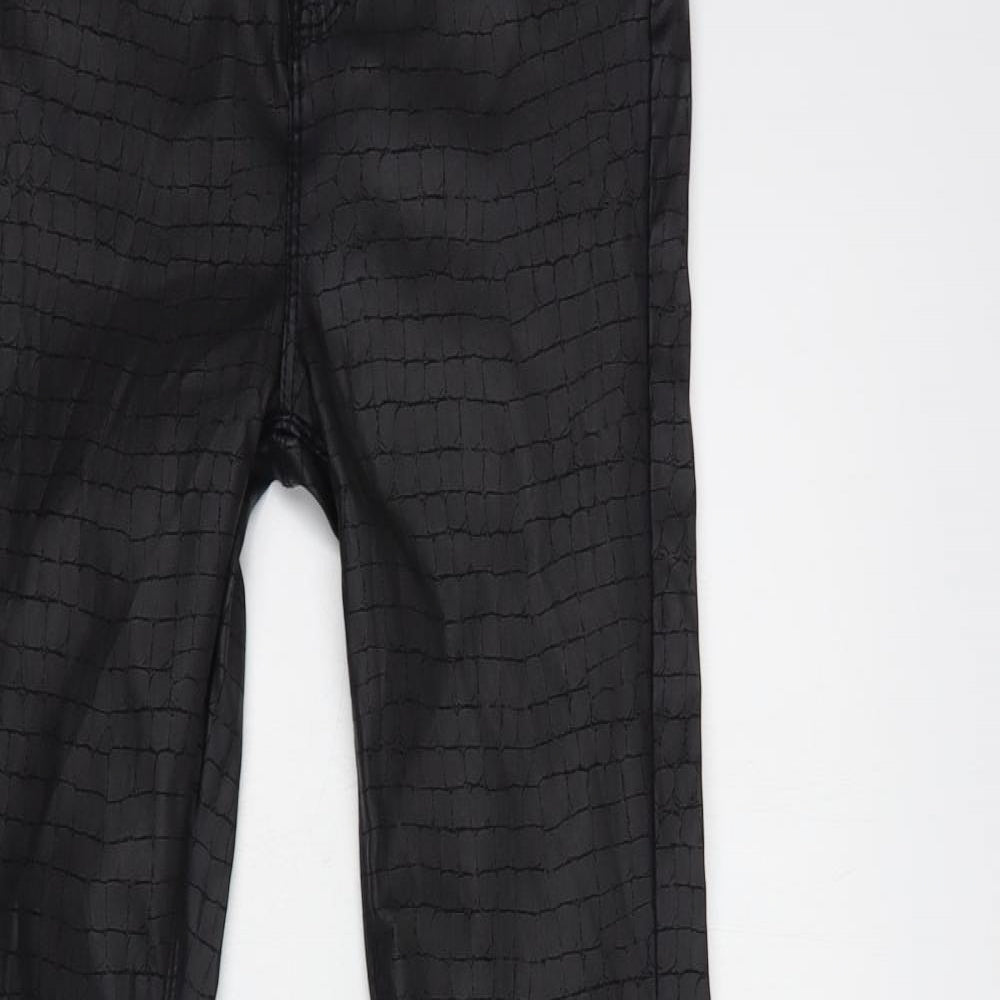 Denim Co. Womens Black Animal Print Polyester Trousers  Size 10 L33 in Regular Button - Coated