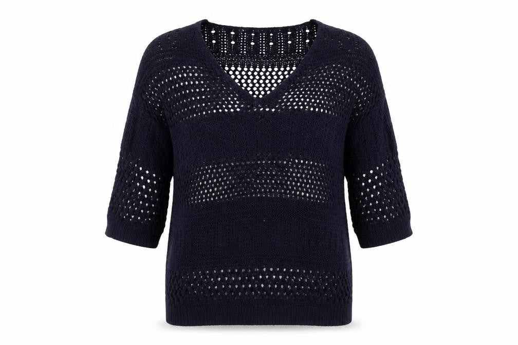 F&F Womens Blue V-Neck  Acrylic Pullover Jumper Size 8