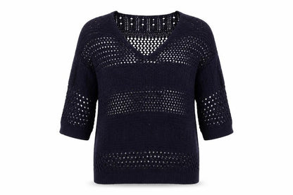 F&F Womens Blue V-Neck  Acrylic Pullover Jumper Size 8