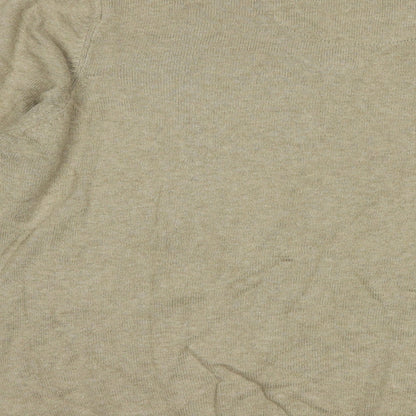 Marks & Spencer Mens Beige V-Neck  Cotton Pullover Jumper Size L