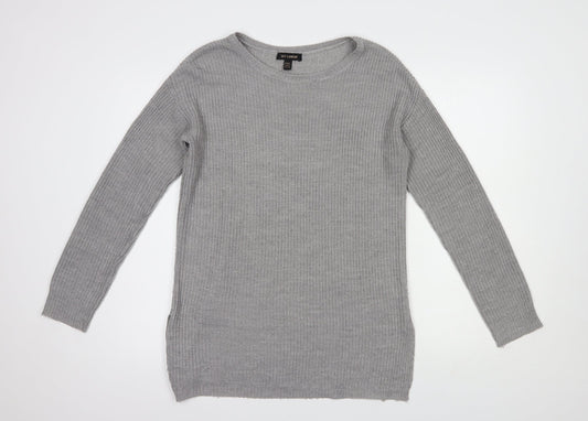 QED London Womens Grey Boat Neck  Acrylic Tunic Jumper Size M