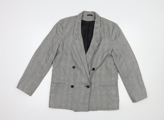 Debenhams Womens Grey Plaid  Jacket Blazer Size 10  Button