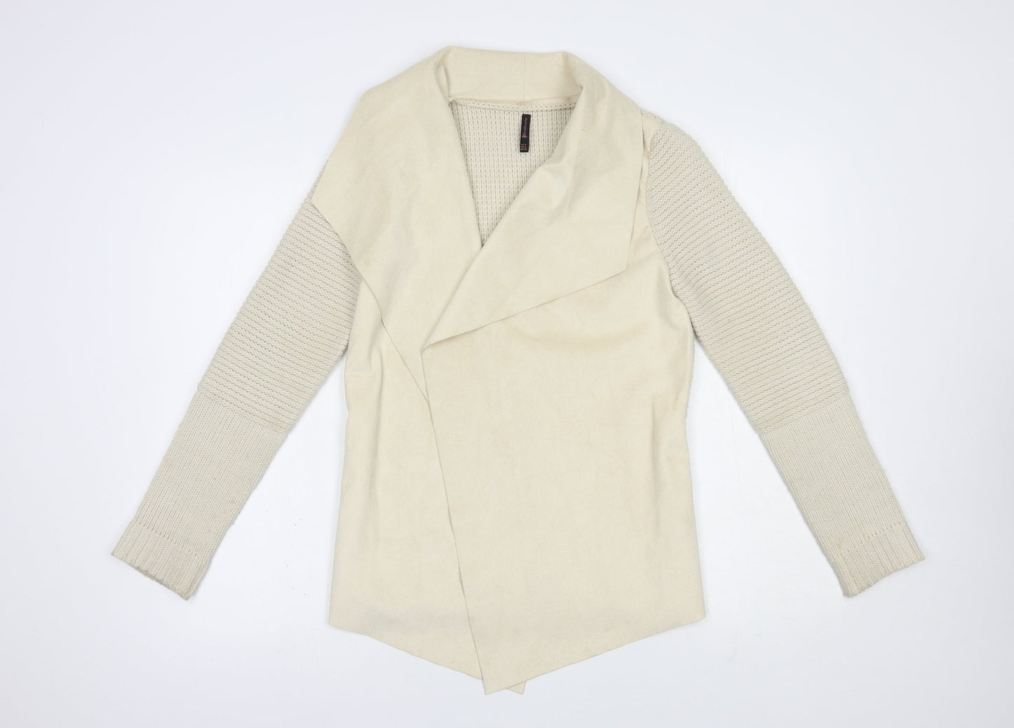 Stradivarius Womens Beige Collared  Polyester Cardigan Jumper Size M