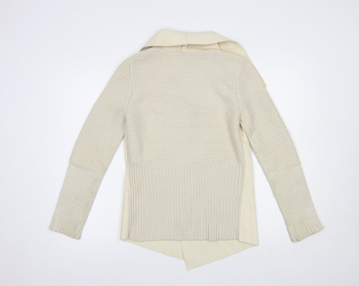 Stradivarius Womens Beige Collared  Polyester Cardigan Jumper Size M