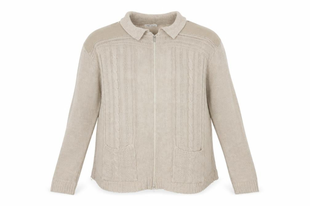 Simon Taylor Womens Beige Collared  Acrylic Full Zip Jumper Size XL