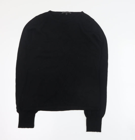 Marks and Spencer Womens Black Round Neck Argyle/Diamond Wool Pullover Jumper Size M