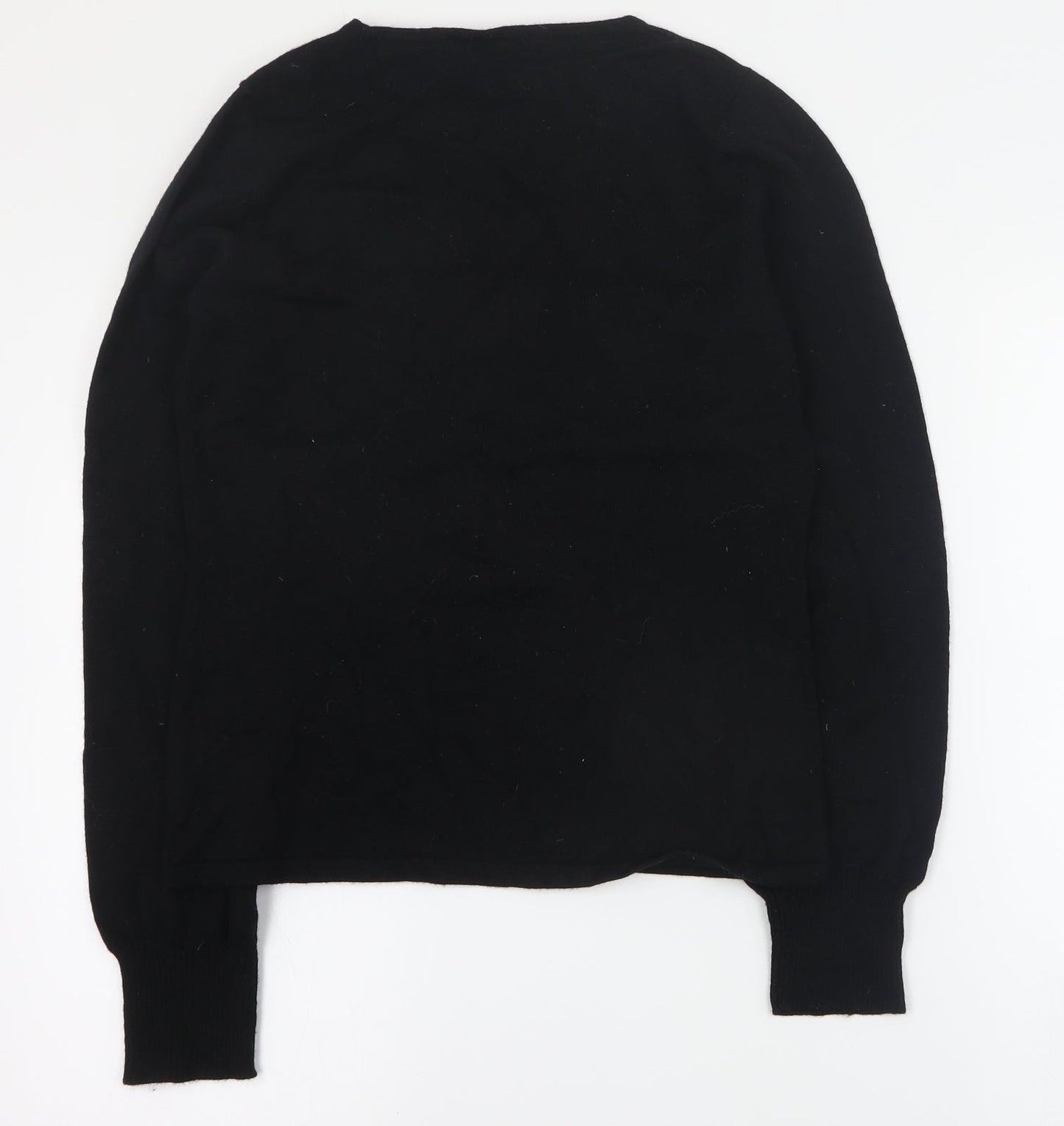 Marks and Spencer Womens Black Round Neck Argyle/Diamond Wool Pullover Jumper Size M