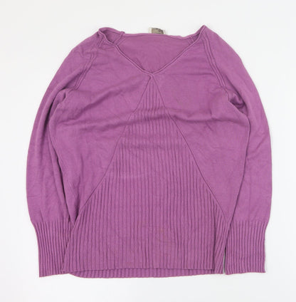 Country Casuals Womens Purple V-Neck Viscose Pullover Jumper Size M