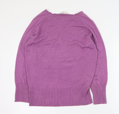 Country Casuals Womens Purple V-Neck Viscose Pullover Jumper Size M