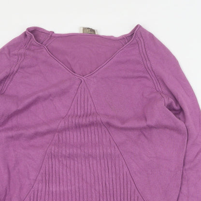 Country Casuals Womens Purple V-Neck Viscose Pullover Jumper Size M