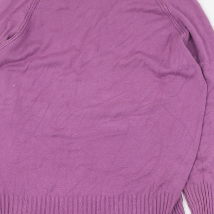 Country Casuals Womens Purple V-Neck Viscose Pullover Jumper Size M